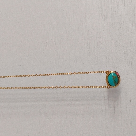 Genuine Turquoise On Gold Over Sterling Silver Necklace - Picture 4 of 11